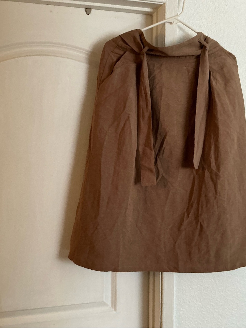 CASS Chestnut Brown Tie-Waist A-Line Skirt